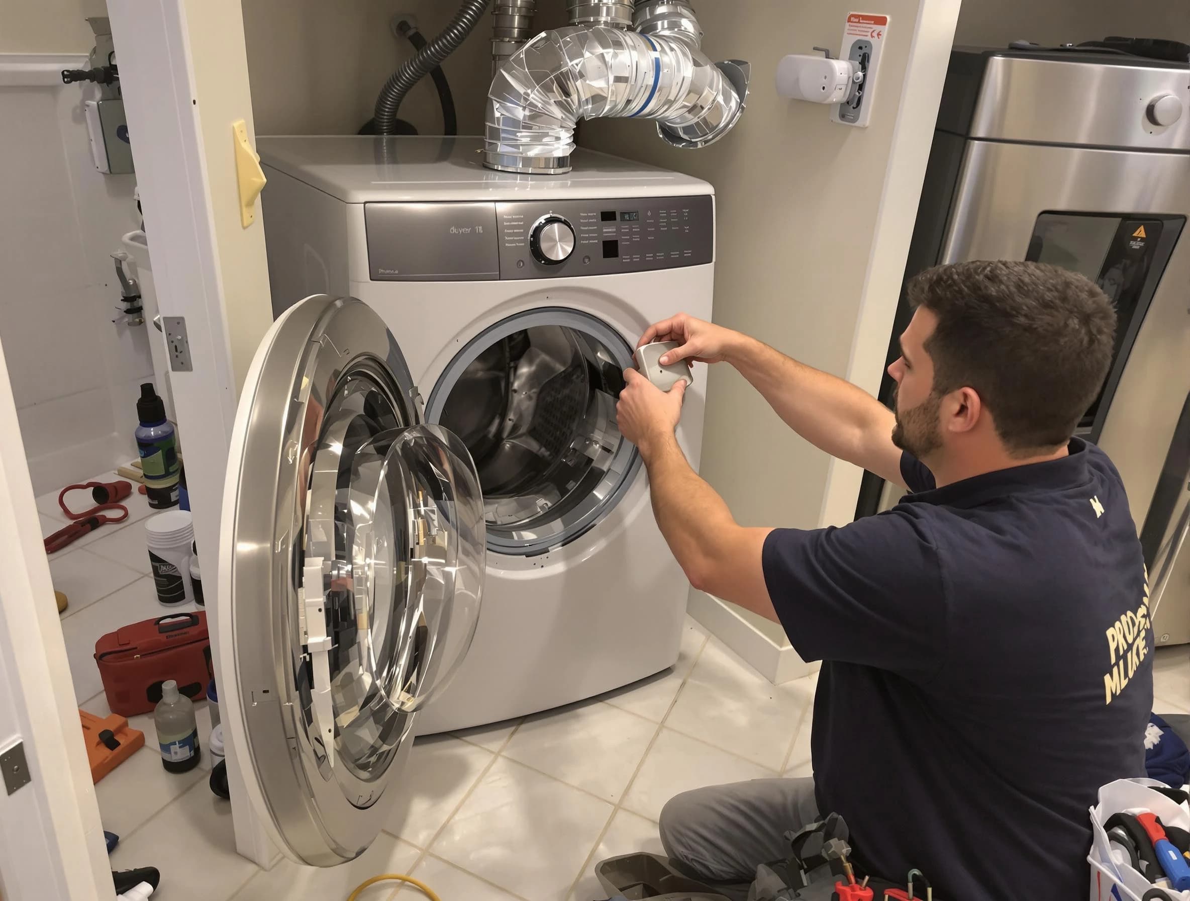 Shawnee Dryer Vent Cleaning technician performing precise dryer vent hose installation in Shawnee