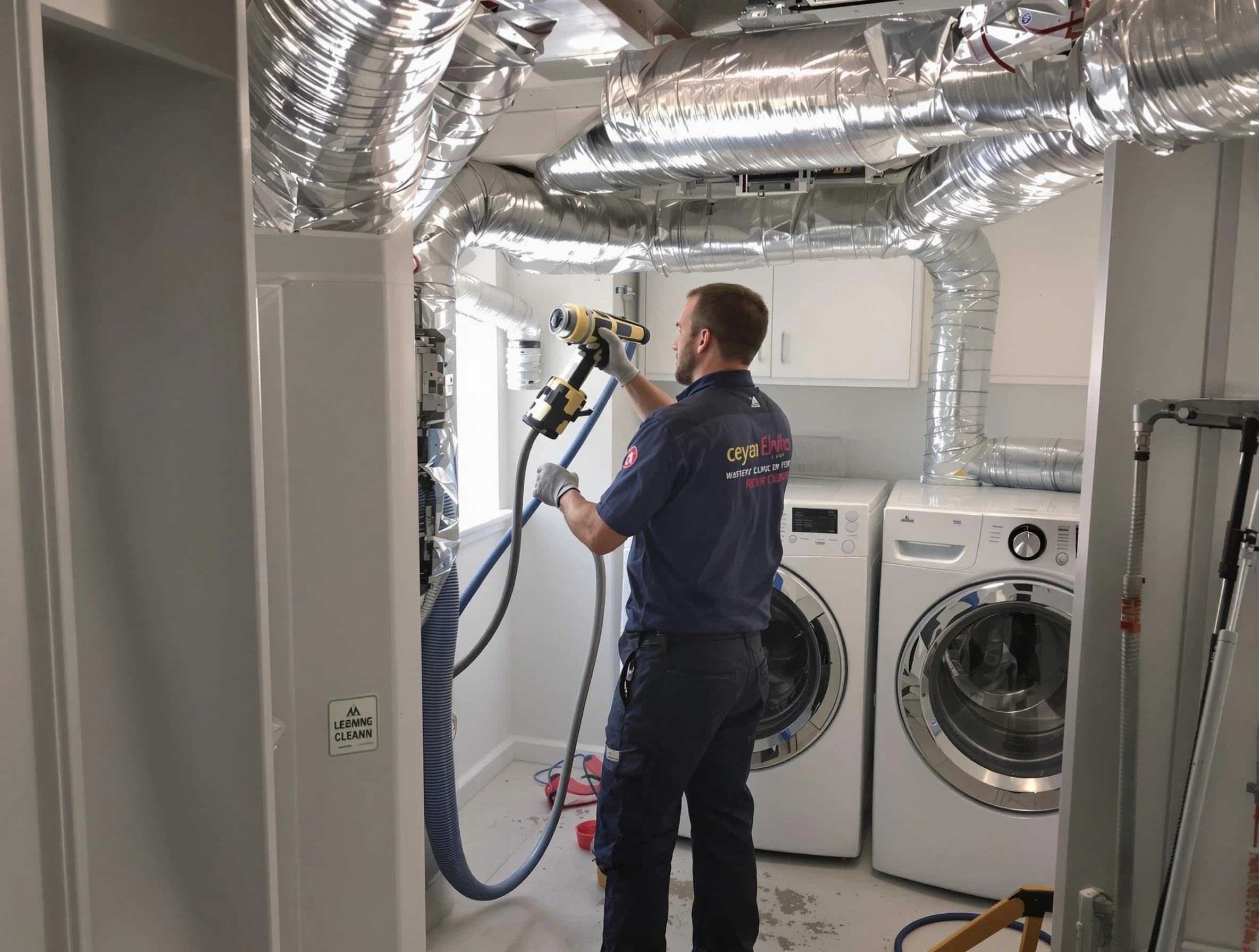 Shawnee Dryer Vent Cleaning specialist using advanced equipment for thorough duct cleaning in Shawnee